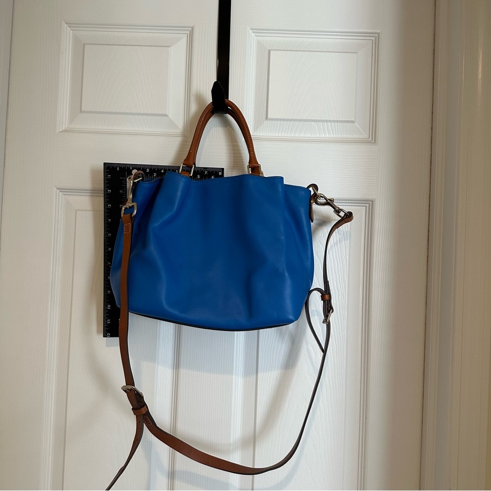 Dooney & Bourke Blue Shoulder Bag with Brown Handles